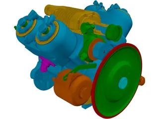 V4 Engine 3D Model preview