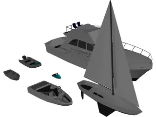 Boats Collection 3D Model preview