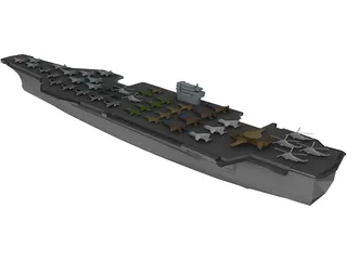 Military Ship with Airplanes 3D Model preview