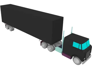 International Complete Trailer Truck 3D Model preview