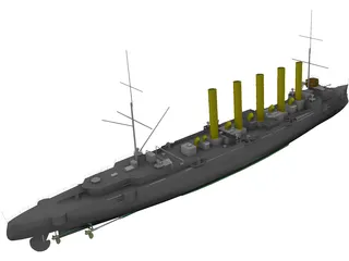 Askold Russian Cruiser (1900) 3D Model preview