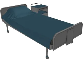 Hospital Bed 3D Model preview