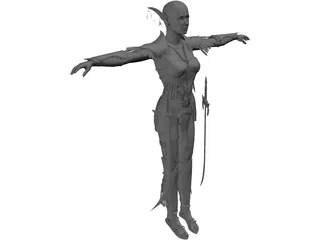 Night Elf Luna 3D Model preview