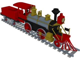 Toy Steam Locomotive with Tender 3D Model preview