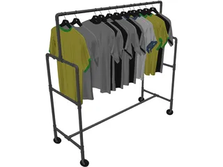 Shirts on Wardrobe 3D Model preview