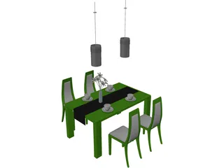 Table Set Dinner 3D Model preview