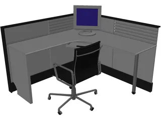 Office Cubicle 3D Model preview