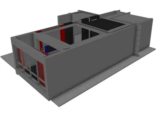 Complex Room Scene 3D Model preview