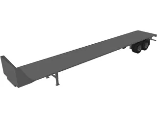 Flat Bed Trailer 3D Model preview