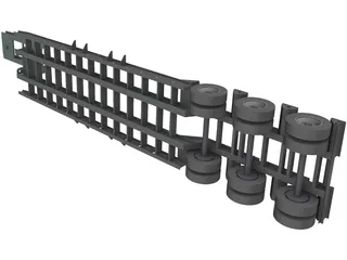 Trailer 3 Axes Flatbed 3D Model preview