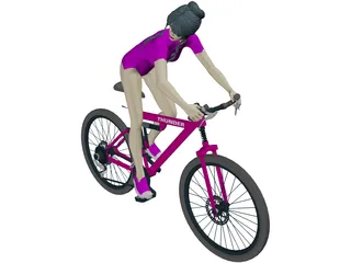 Woman on Bicycle 3D Model preview