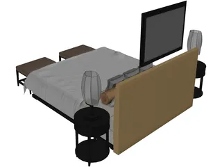 Fancy Couples Bed 3D Model preview