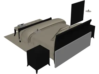 Fancy Bed King Size 3D Model preview