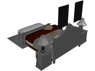 Fancy Bed King Size 3D Model preview