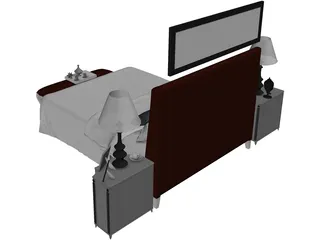 Bed Fancy Design King Size 3D Model preview