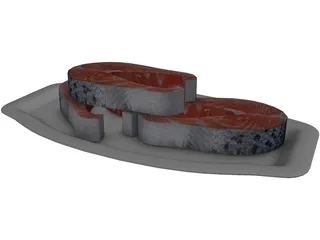 Salmon on a Plate 3D Model preview