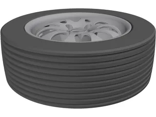 Tyre and Rim 3D Model preview