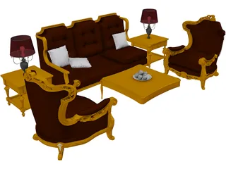 Classic Furniture Set 3D Model preview