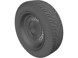 Daytona Wire Rim and Tyre 3D Model preview