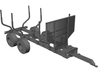 Log Trailer 3D Model preview