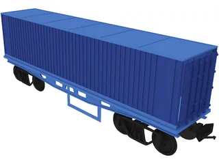 Container on Train truck 3D Model preview
