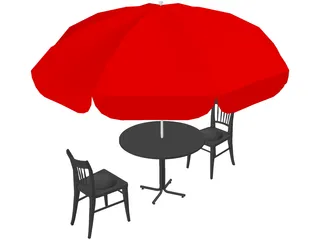 Cafe Table Set 3D Model preview