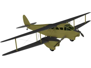 de Havilland D.H.89 Dragon Rapide 3D Model preview
