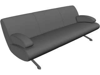 Sofa Cushioned 3D Model preview