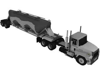 Mack with Powder Trailer 3D Model preview