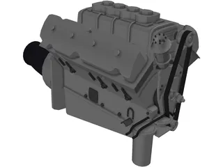 Race Block Supercharged Engine 3D Model preview