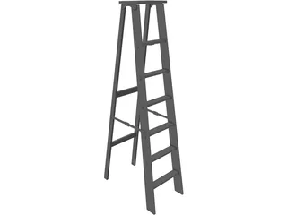 Wooden Step Ladder 3D Model preview