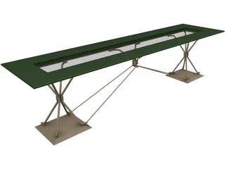 Iron and Wood/Glass Table 3D Model preview