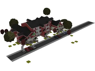 Building Apartment Mid Western 3D Model preview