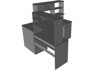 Desk Computer Wrap Around 3D Model preview