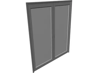 Door Double Sliding Glass 3D Model preview