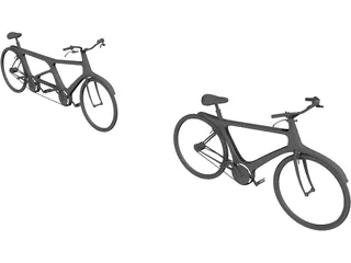 Modern Single and Tandem Bicycles 3D Model preview