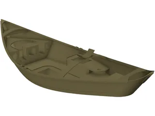 Wooden Drift Boat 3D Model preview