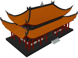 Attic Chinese Building 3D Model preview