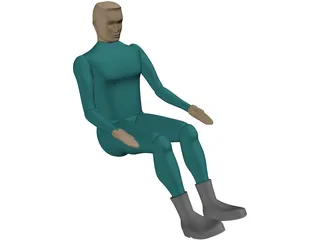 Pilot Sitting 3D Model preview