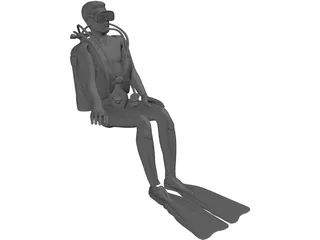 Scuba Diver 3D Model preview