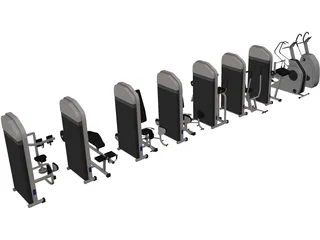 Fitness Equipment Collection 3D Model preview