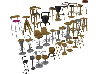 Bar Chairs Collection 3D Model preview