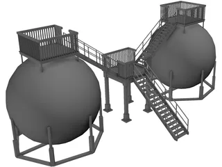 Oil Storage Tanks 3D Model preview