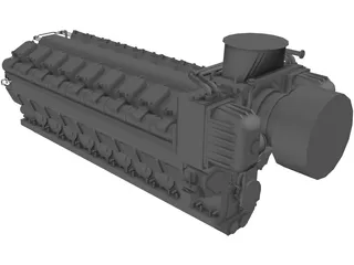 Diesel 18V48/60 Engine 3D Model preview