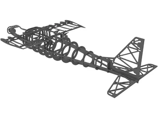 RC Glider Plane Balsa Frame 3D Model preview