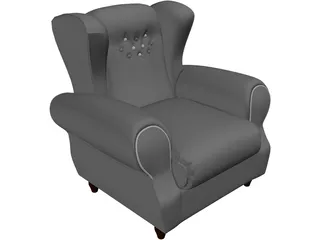 Armchair Old Fashioned 3D Model preview