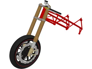 Motorcycle Frame, Wheel and Fork 3D Model preview