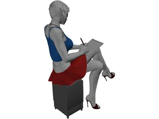 Woman Writing 3D Model preview