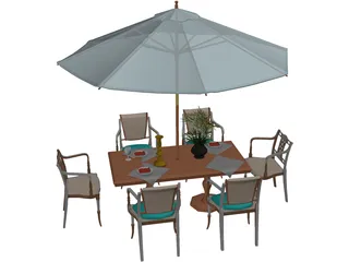 Chairs and Table Garden 3D Model preview