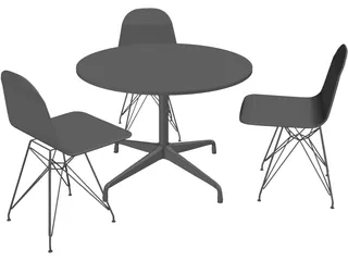 Eames Seatings and Table 3D Model preview